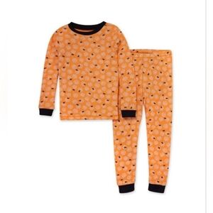 Burt’s Bees Kids Halloween Spider Pajamas Orange Black Organic Cotton Sz 3T